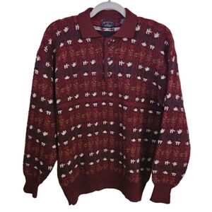 Vintage 80s Wool Collared Cable Knit Sweater Regattas Sport Size M